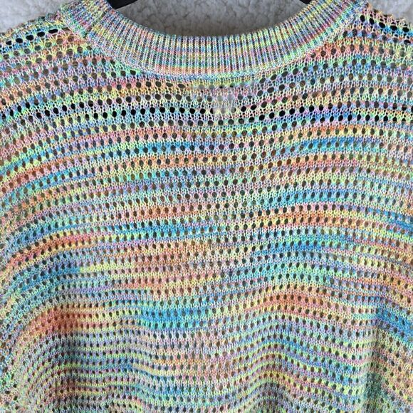 John Paul Richard Sweater XL Pullover Colorful Pride Open Knit Rainbow Acrylic - Picture 4 of 16
